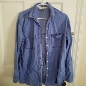 Blue denim-style button up long sleeve shirt